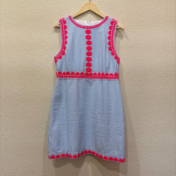 Vineyard Vines Striped Pop Embroidered Shift Dress Cornflower Stripe Size 10 - Picture 6 of 10